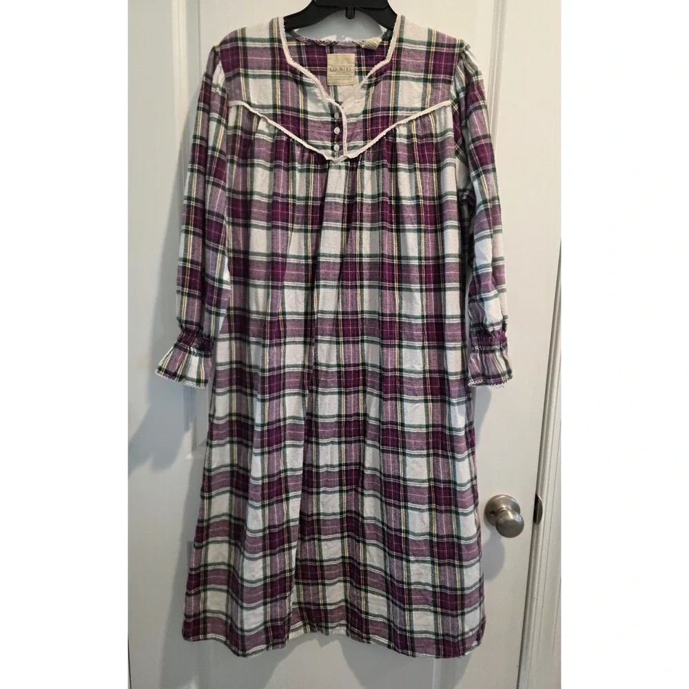 Women's sz S Erika Taylor Intimates Country Cottons Plaid Flannel Nightgown